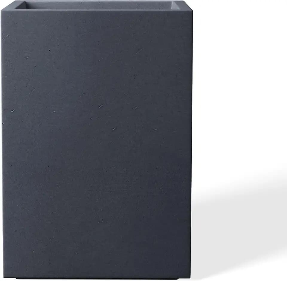 Kante Large Tall Square Charcoal Concrete Planter 19" H, Outdoor