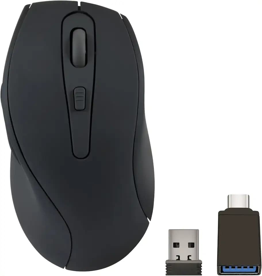 Speedlink AXON - Silent Wireless PC Maus kabellos, leiser klick, mit Akku wiederaufladbar USB-C, antibakterielle Oberfläche gummiert, ergonomisch, 2.4GHz, bis 1600dpi, schwarz