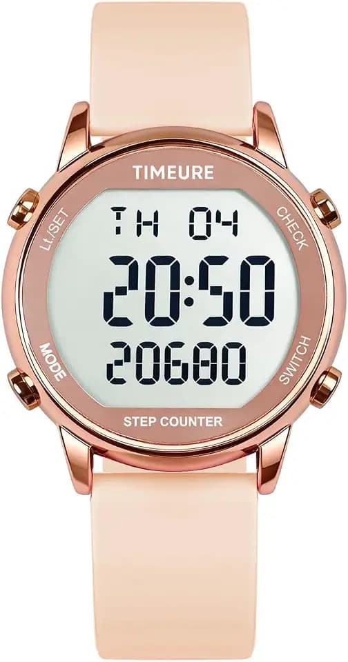 TIMEURE Pedometer Watch for Women Step Counter for Walking No App TU-2509