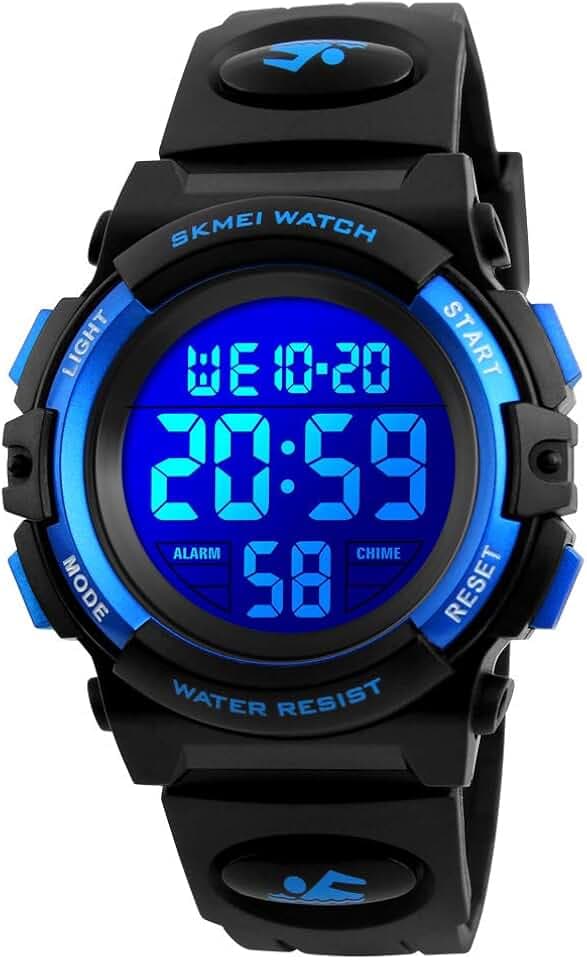 Dayllon Digitaluhr Kinder Uhren für Jungen Armbanduhr Kinder Outdoor Sport 50M Wasserdicht Elektronische 12/24 H Wecker Stoppuhr/Kalender/LED-Licht/Datum Junge Mädchen