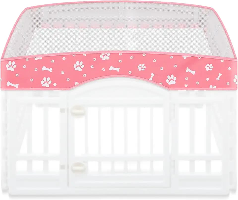 Dog Playpen Mesh Top Lid Fits for 36 Inch 4 Panels Crate Cover, Pink