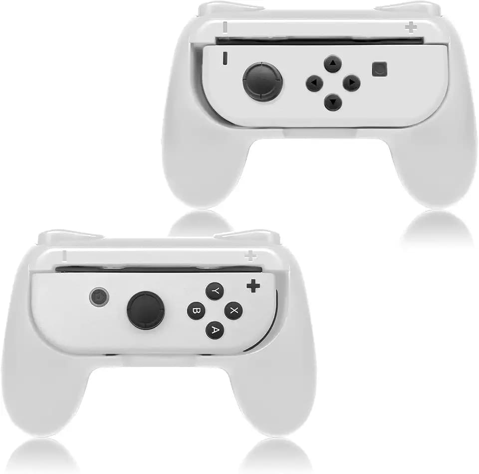 Joycon-Griff & Halterung für Nintendo Switch/OLED, Weiß, 2er-Pack