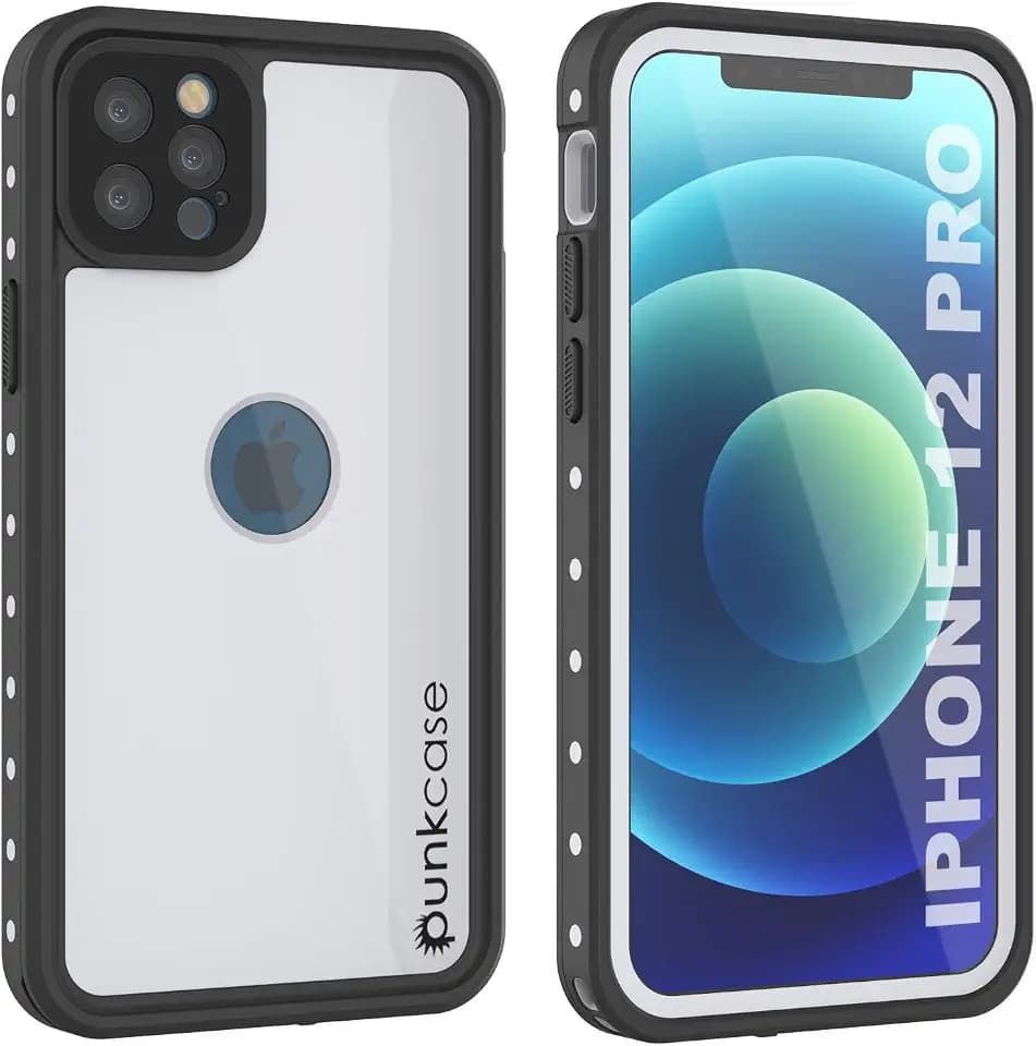 Punkcase Entworfen für wasserdichte Hülle [StudStar-Serie] [Slim Fit] [IP68 zertifiziert] [schmutzdicht] [schneefest] 360 Grad Ganzkörperschutz Abdeckung iPhone 12 Pro (6,1 Zoll) (2020) [weiß]