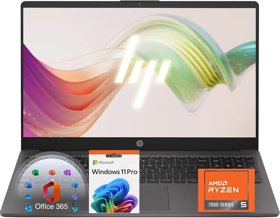 HP 255 G10 15.6" FHD Business Laptop, Professional-Grade AMD Ryzen 5 6-Core (Up to 4.5GHz), 8GB RAM, 256GB PCIe SSD, USB-C, Wi-Fi 6, Windows 11 Pro, WOWPC Recovery USB – Work & Play Ready