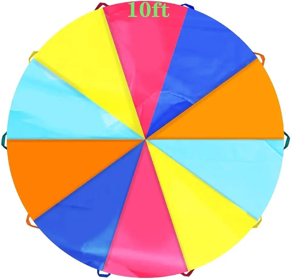 SPINFOX Parachute for Kids - 6ft 10ft 20ft, Indoor/Outdoor Kids Toy Game