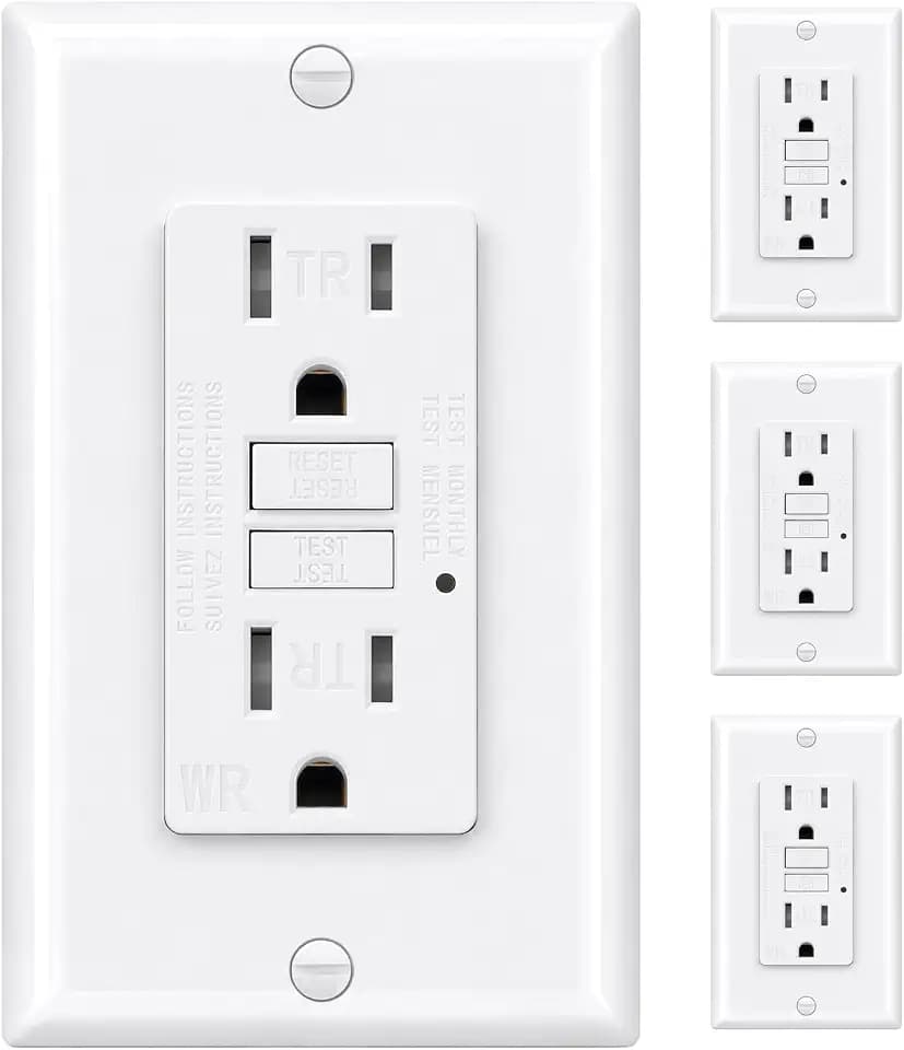 BAOMAIN 15A Self-Test GFCI Outlet Weather & Tamper Resistan, UL, 4-Pack