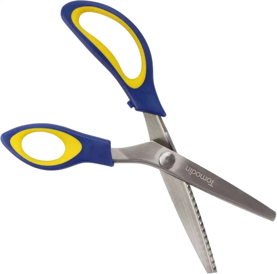 JubileeYarn Professionelle Zackenschere – 24,1 cm gezahnter Edelstahl – Blau & Gelb – 1 Paar