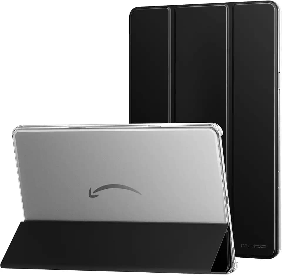 MoKo Case Fits Amazon Kindle Fire Max 11 Tablet (13th Generation, 2023 Release) 11" - Slim PU Leather Trifold Stand Cover for Fire 11 Tablet Frosted Hard Back Shell with Auto Wake/Sleep, Black