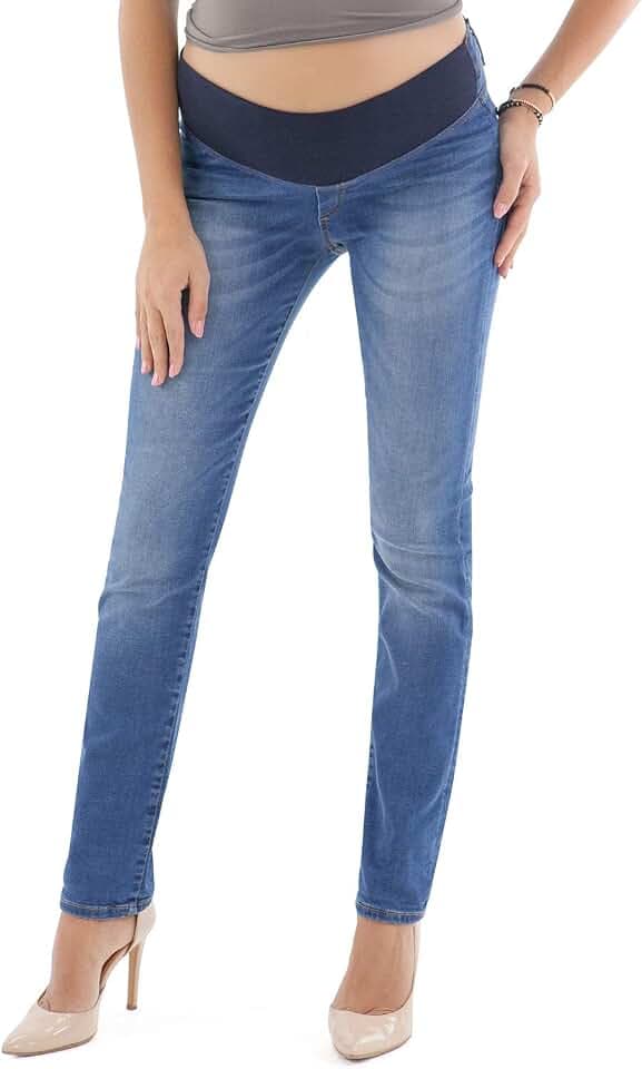 MAMAJEANS Firenze - Umstandsjeans, Modell mit geradem Bein, Stretchgewebe, Wiederverwendbare Jeans nach der Geburt - Made in Italy