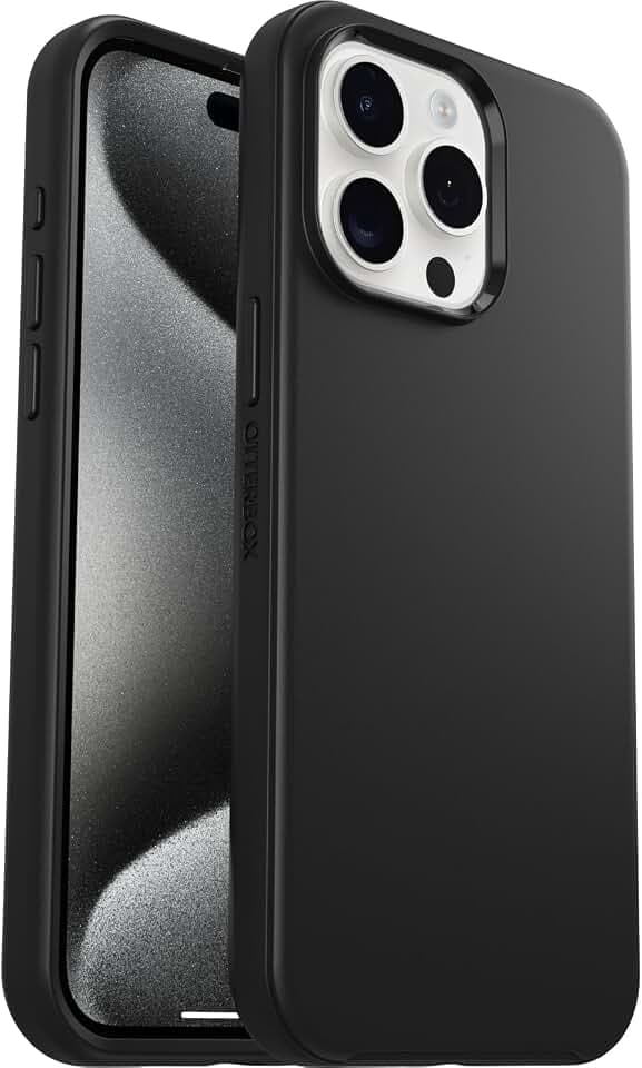 OtterBox Symmetry Case for iPhone 15 Pro Max, Shockproof, Drop Proof, Protective Thin Case, 3X Tested to Military Standard, Antimicrobial Protection, Black