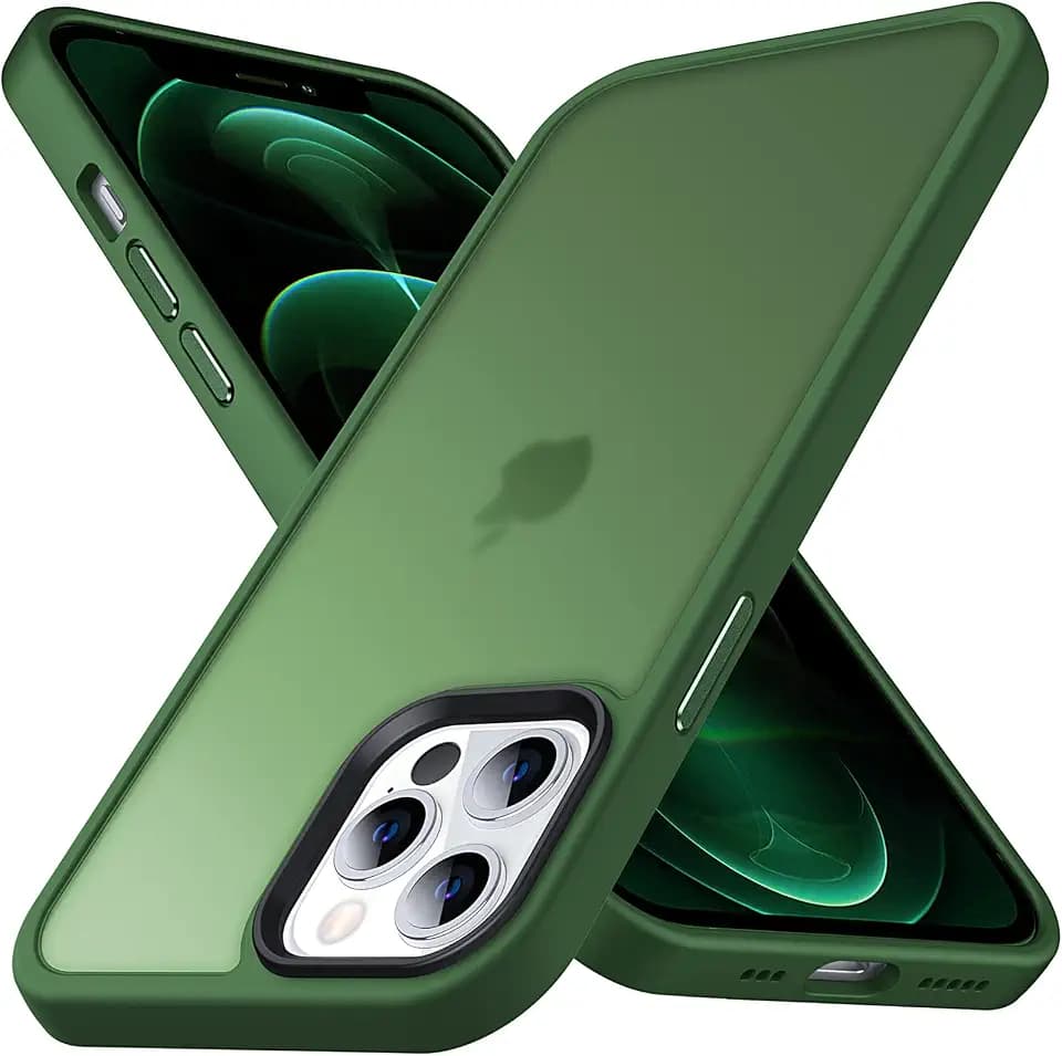 Anqrp Matt Zero Serie für iPhone 12 Pro Max Hülle dünn [Militärischer Schutz & Kameraschutz] Transluzente Schutzhülle Kratzfest Stoßfest Robuste Handyhülle für iPhone 12 Pro Max Case, Dunkelgrün