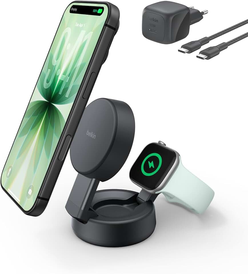 Belkin UltraCharge Pro 2-in-1 Qi2 Induktive Ladestation, 25W – Schwarz