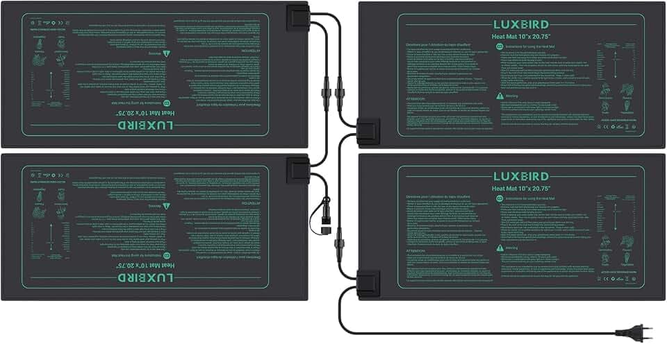 Luxbird Heizmatte Wärmematte für Sämling Germination, 4 Stück Heizmatten