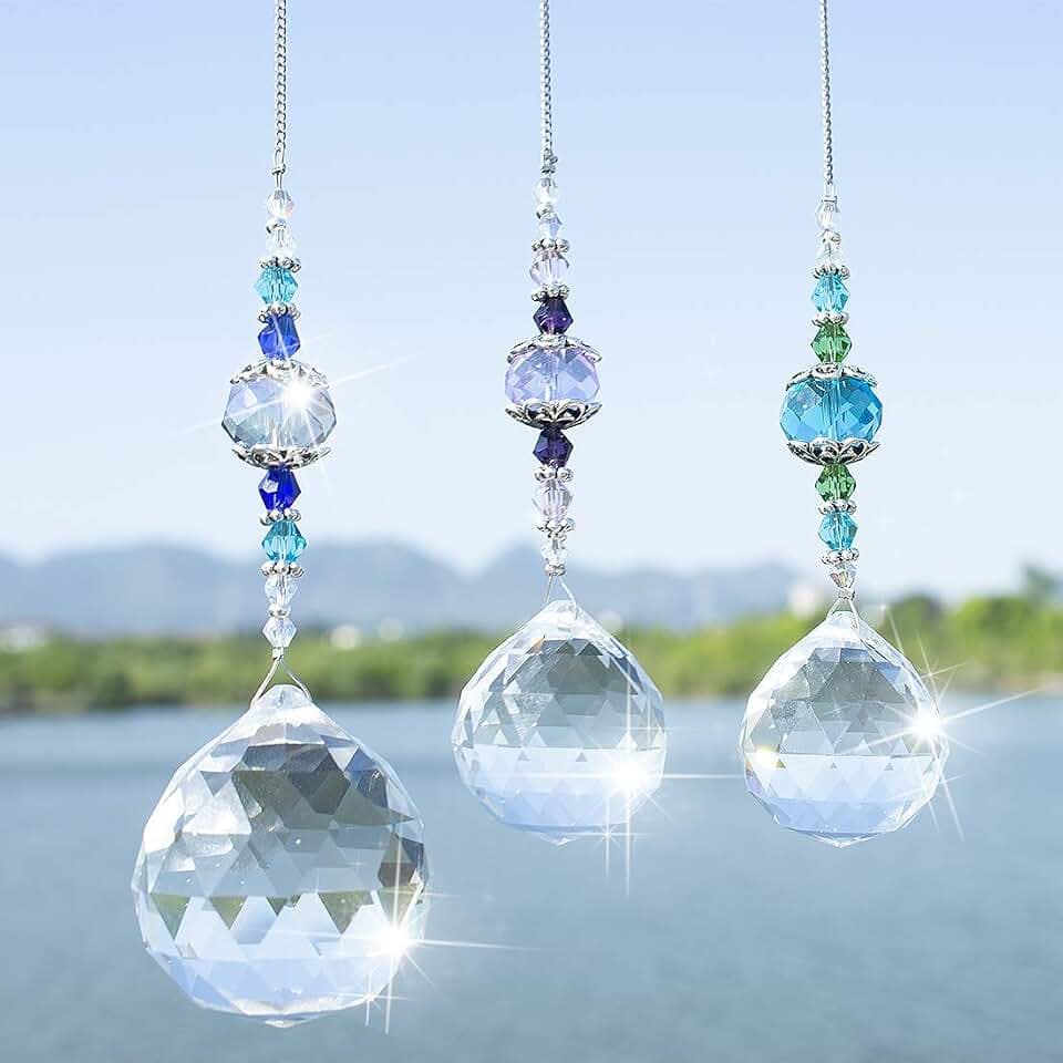 3 Stück Kristall Prismenkugel – Sonnenfänger & Regenbogenmacher für Fenster
