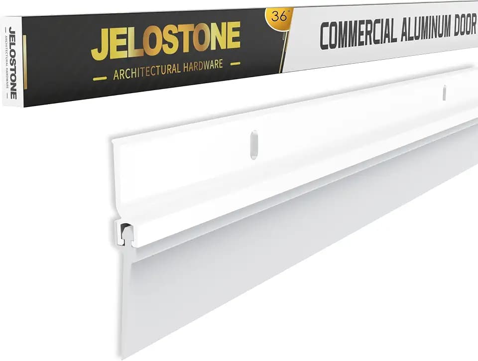 2 Pack - Commercial Door Bottom Sweep, Heavy Duty Aluminum, Fire Rated, Vinyl Insert, JS-NV307, Ideal for Residential & Commercial Use (White Powder Coated, 36'')