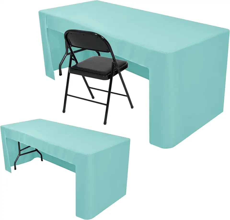 Aqua Tablecloths For 8 Ft Rectangle Table With Open Back For Vendor 2 Pcs