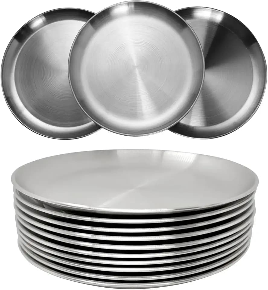Edelstahl Platten 10Stück 23cm Metall Leichte Abendessen Tiefschale