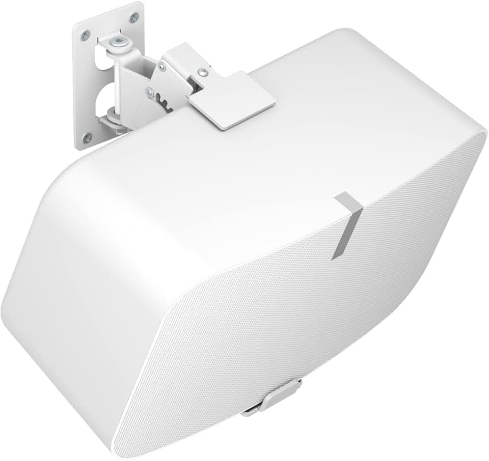 Robuste Lautsprecher-Wandhalterung für Sonos 5 & Play 5 – neig- und schwenkbare verstellbare Halterung für Sonos Five und Play 5 Gen 2, Weiß
