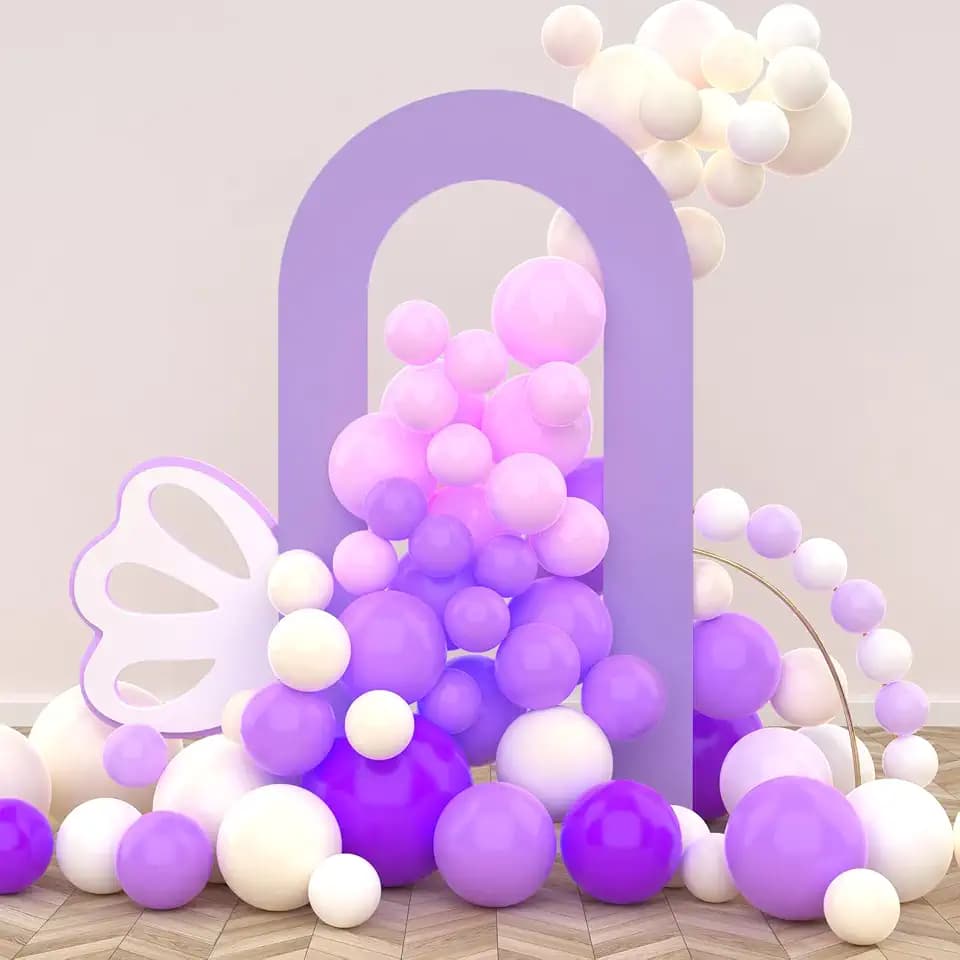 LEBENGURU 7.2FT Open Arch Backdrop Cover, Purple Fitted for Round Top