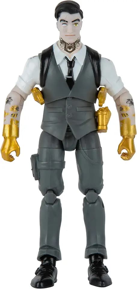 Fortnite FNT1068 Midas (Master Grade) Gelenkfigur mit Rüstung, Rückenbling, und Erntewerkzeug, 10,2 cm, Mehrfarbig