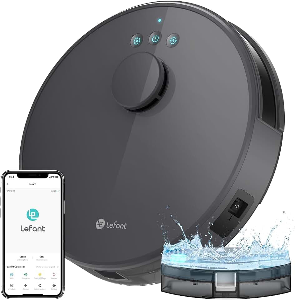 Lefant Saugroboter mit Wischfunktion M2S Pro, Staubsauger Roboter mit Automatischer Staubentleerung, LiDAR-Navigation Mapping, 10000 Pa, APP/Alexa, Roboterstaubsauger für Teppiche Tierhaare, Schwarz