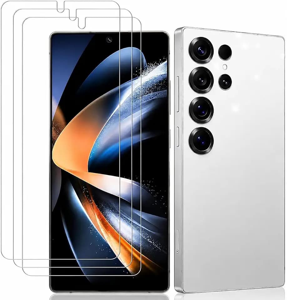 3 Packs Screen Protector for Samsung Galaxy S25 Ultra, 3 Packs of Camera Lens Tempered Glass, Fingerprint ID Compatible, HD Clear, Bubble Free, Ultra Resistant, 9H Hardness, 0.3mm Ultra-Thin