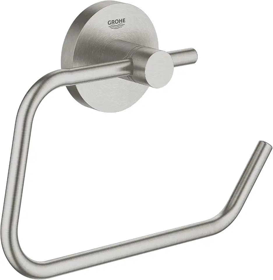 GROHE Start - Papierhalter (Material: Metall, verdeckte Befestigung, ohne Deckel, zum Kleben oder Bohren), supersteel, 41200DC0