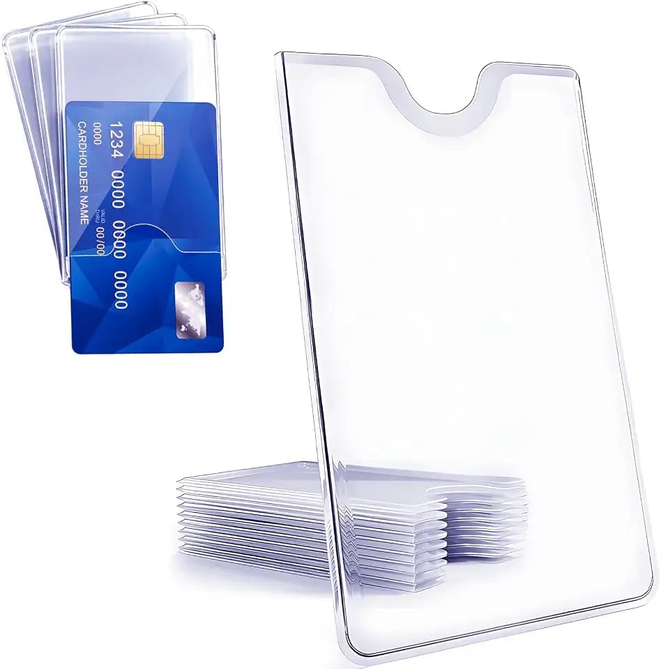 10 x Transparente Kartenhüllen, 90x 58 mm Scheckkartenhülle, Hartplastik Kartenhülle, Schutzhüllen für Bankkarten, Kreditkartenhülle, EC Karten Schutzhülle, Dienstausweis Hülle