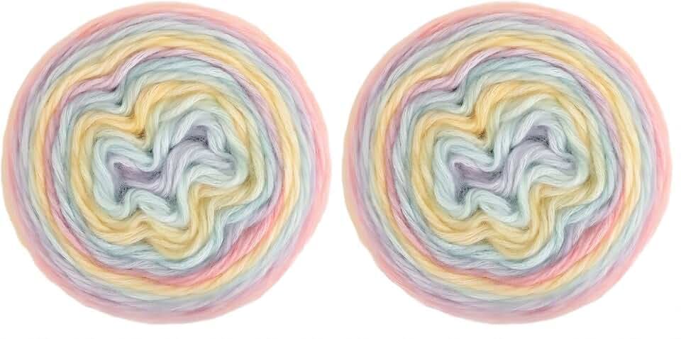 Gradient Cake Yarn Multicolor Fairyland Rainbow Yarn, 2-Pack 60% Cotton 30% Acrylic 10% Wool,Multicolor Crochet Knitting Yarns (71)