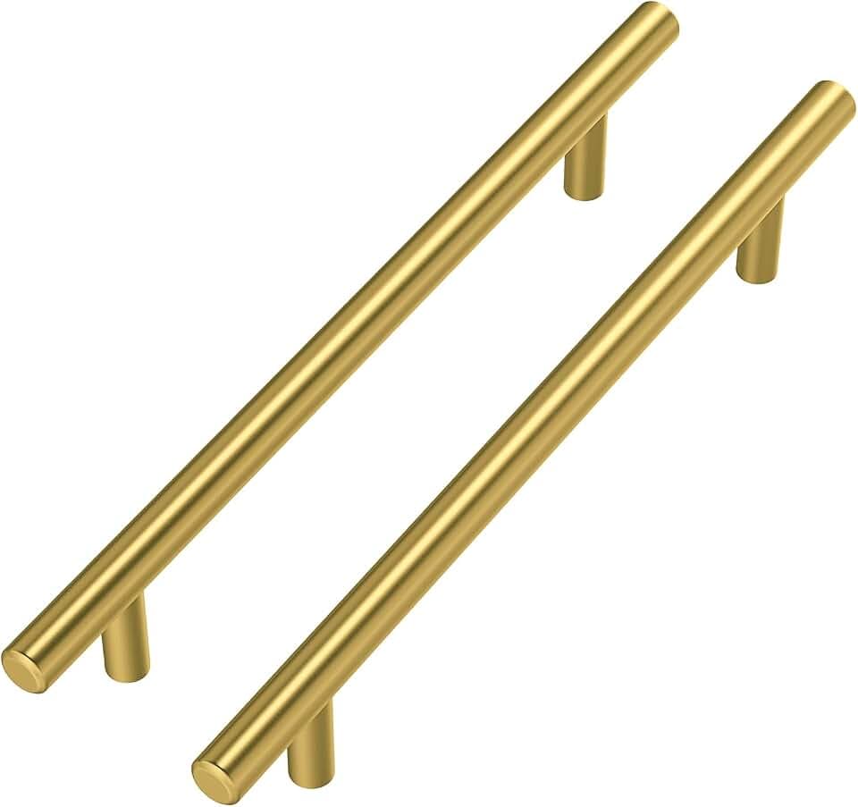 Goldenwarm 5 Stück Schrankgriffe Gold Griffe Möbelgriffe 160mm Lochabstand Griffe für Küchenschränke Küchengriffe Schubladengriffe