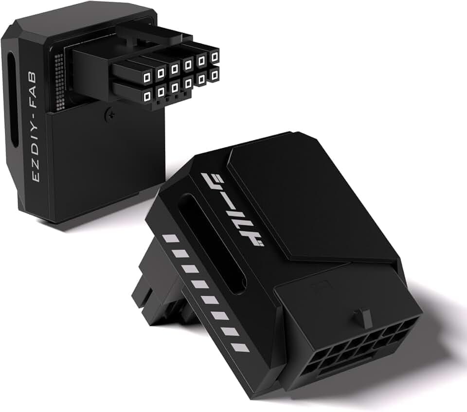 EZDIY-FAB PCIe 5.1 12V-2x6 GPU Adapter, 600W, 90° Right-Angle, STD, Black