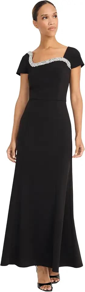 Maggy London Women's Women's Short Sleeve Square Neck Ankle Length Dress - Elegant Special Occasion Wedding Guest Dresses