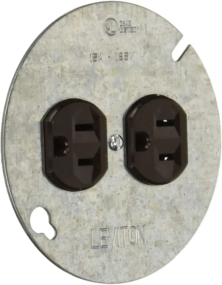 Leviton Duplex Receptacle, Commercial Specification Grade, Mounted to 4" Cover, 15 Amp, 125 Volt, Side Wire, NEMA 5-15R, 2-Pole, 3-Wire, 5042, Black