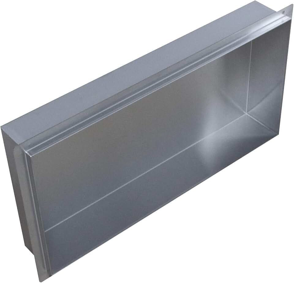BERNSTEIN Wandnische BS603010 60 x 30 x 10 cm randlos aus Edelstahl gebürstet, befliesbare Duschnische zur senkrechten oder waagrechten Montage