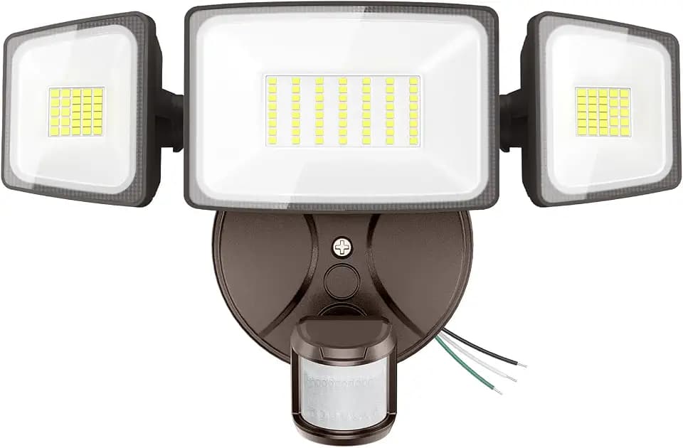 Onforu 75W LED Flood Light Motion Sensor Outdoor, 7000lm Dusk to Dawn Flood Light, Security Light with Three Head, IP65 Waterproof Exterior Floodlight, 6500k Wall Light for Entryway Stairs Yard Garage