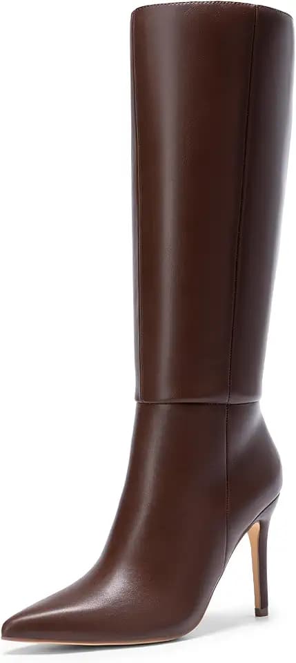 DREAM PAIRS Womens Pointed Stiletto Knee High Boots