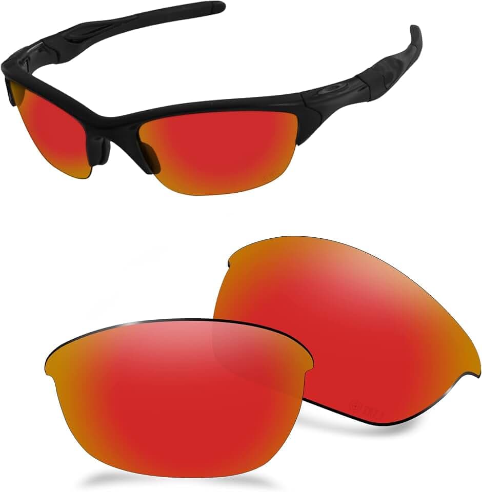 ANSI Z87.1 Ersatzgläser kompatibel mit Oakley Half Jacket 2.0 OO9144 Sonnenbrille Gr. onesize, Elektrisches Purpurrot, polarisiert