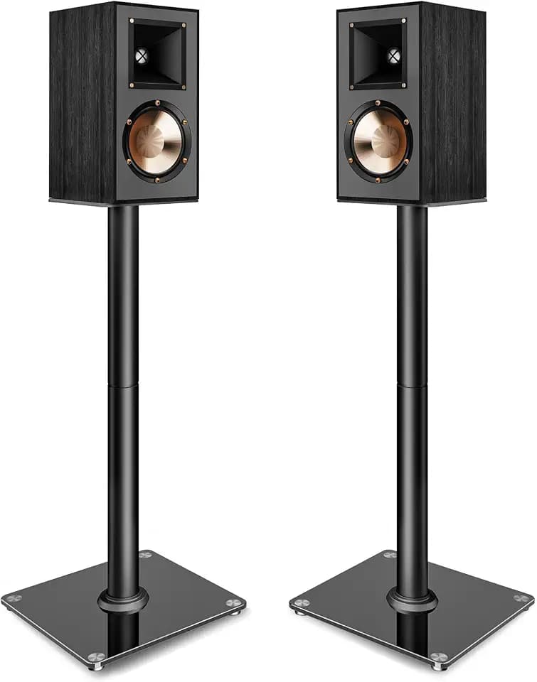 Speaker Stands Pair, 30" Fixed Height, 55lbs Weight Capacity, Glass Base