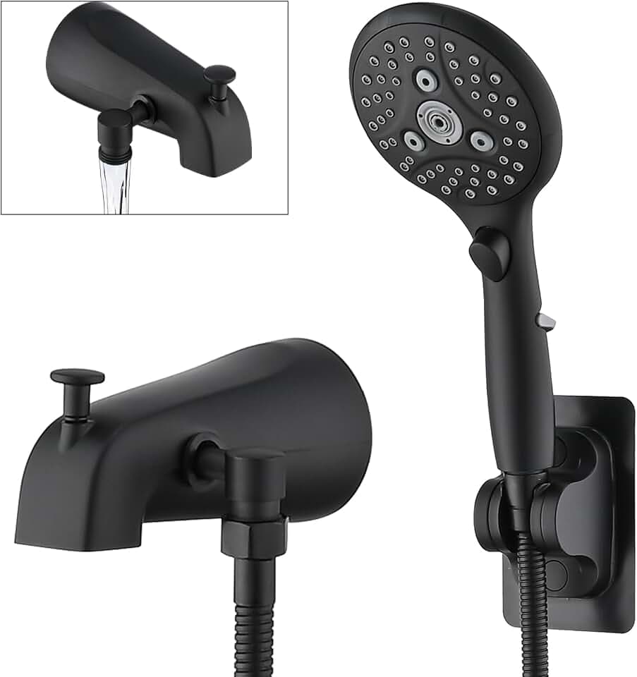 PROOX All Metal Bathtub Faucet with Sprayer Matte Black