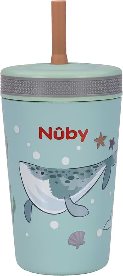 Nuby Thirsty Kids Flexstraw Stainless Steel Insulated Toddler Cup - 12 oz