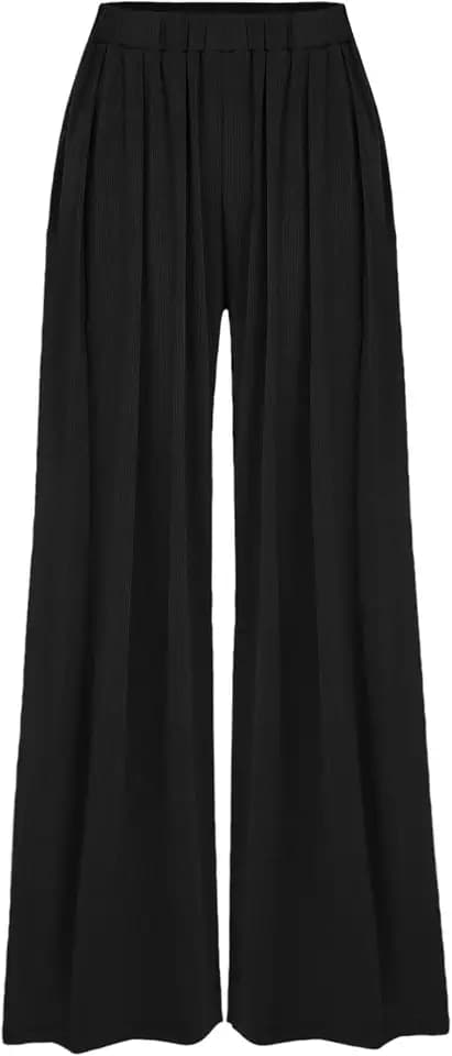 CIDER Palazzo Pants for Women Wide Leg Flowy Pants with Pockets Elastic Mid Waist Summer Beach Vacation Outfits Lightweight