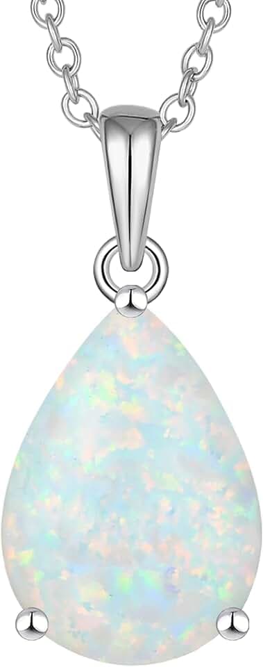 YL Teardrop Necklace for Women Brass Solitaire Pendant 10X14 MM Pear Cut Birthstone Jewelry Mother Gift