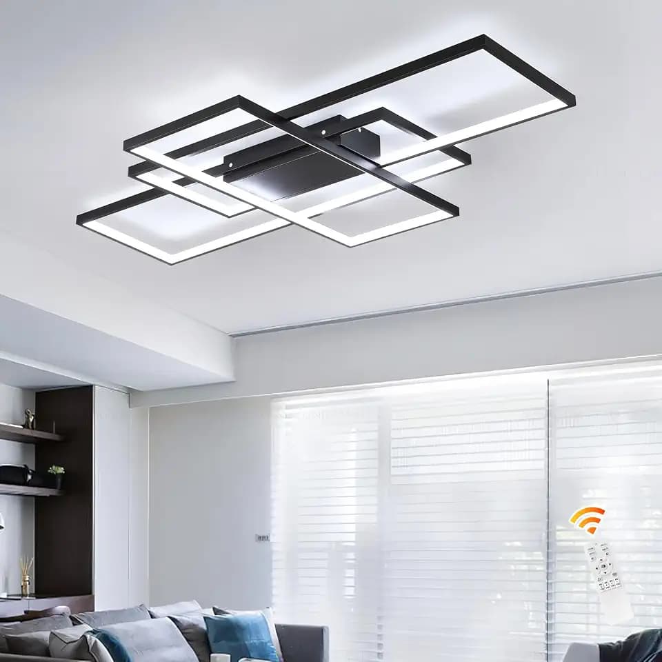 GEADI 35.4" Modern LED Ceiling Light, Dimmable Flush Mount with Remote