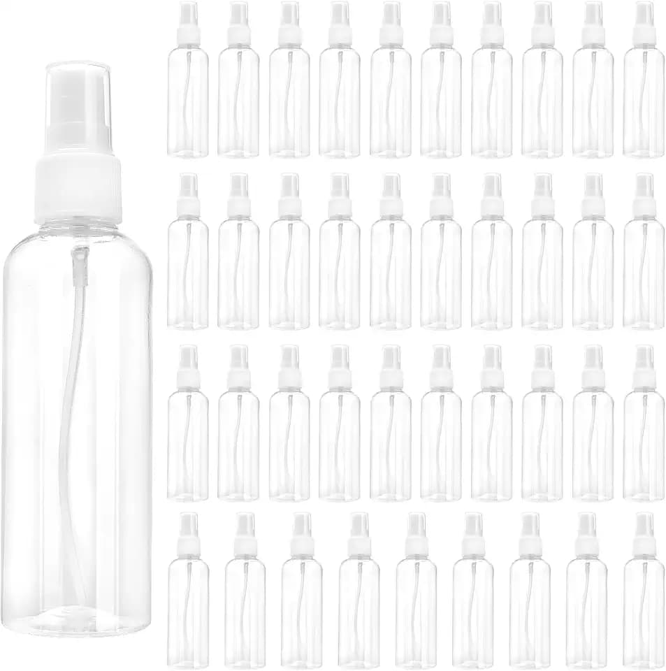 40 Stück transparente Kunststoff-Sprühflaschen, 100 ml, Reise-Sprühflaschen für Wasser, Parfüm, Make-up-Aufbewahrung und Zuteilung