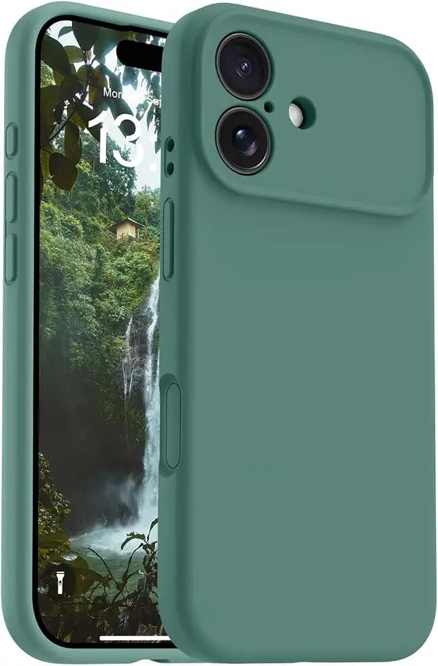 OTOFLY Magnetic for iPhone 17 Case,Compatible with Magsafe,Classic Liquid Silicone Mobile Phone Case,Integrated Camera Control Button,Anti-Scratch Microfiber Lining, Pine Green