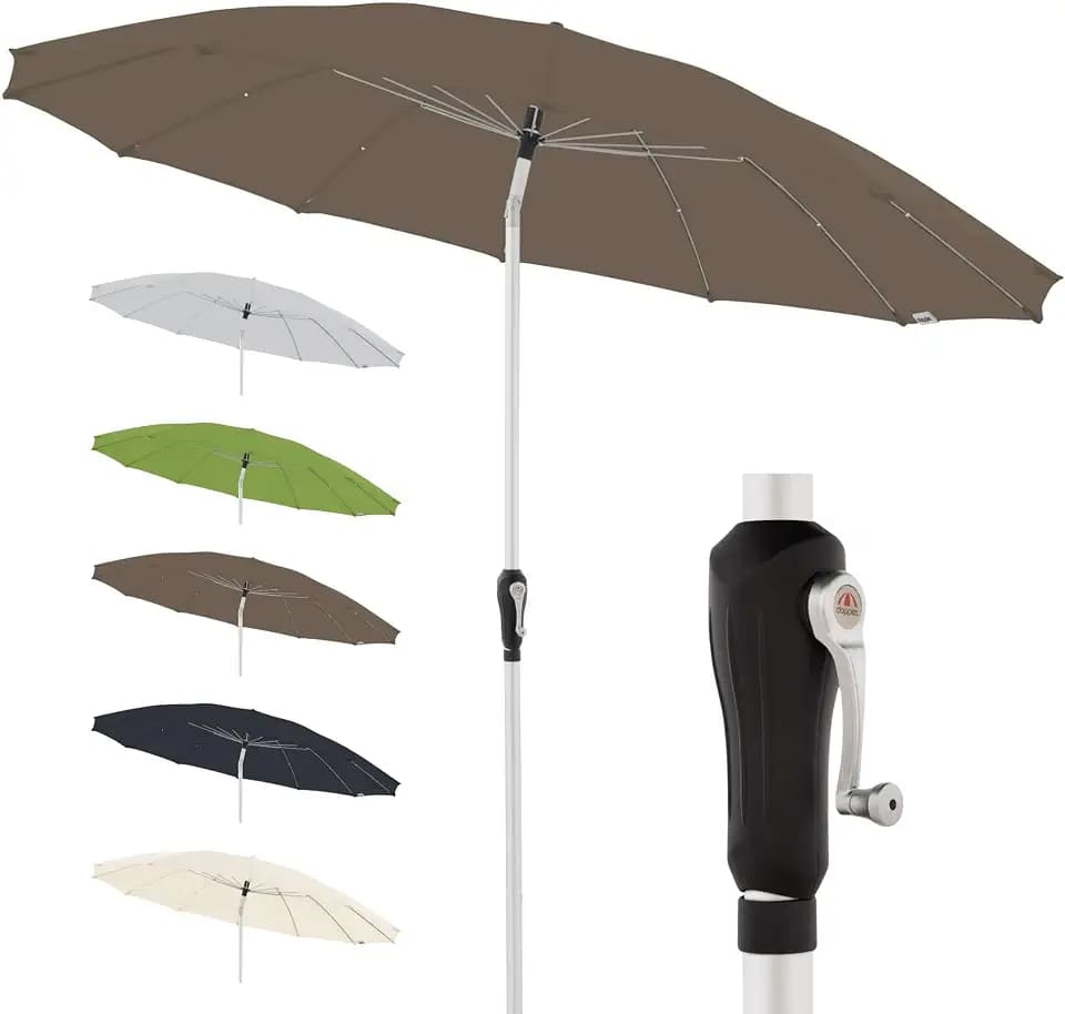 Doppler Sonnenschirm Crank Asia Ø 250cm, Greige, Kurbel, UV-Schutz 50+