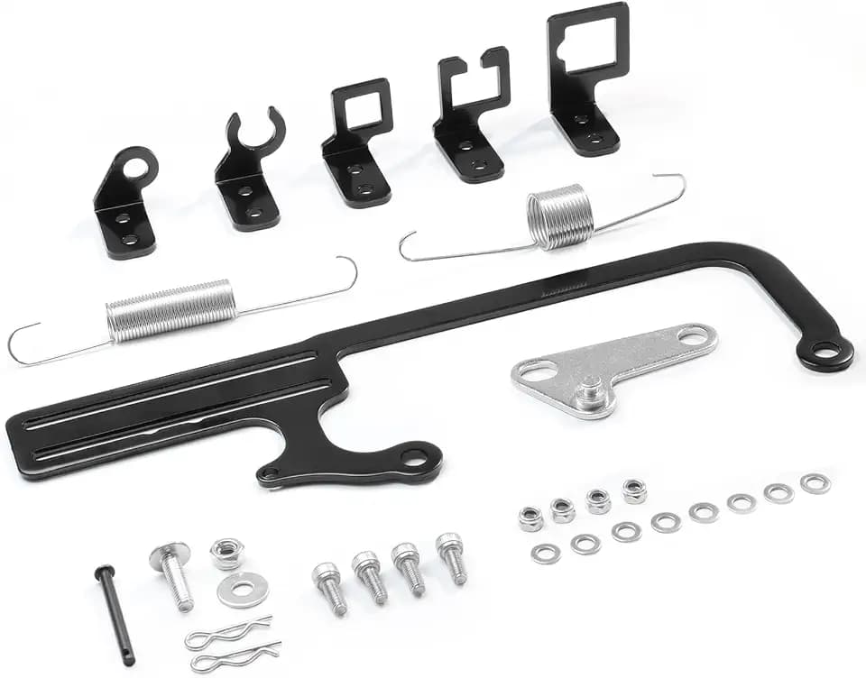 304147 EZ EFI Car Cable Mounting Kit, Black Steel Throttle Cable Bracket, Adjustable Compatible with GM 700R4 Automatic Transmission (Black)