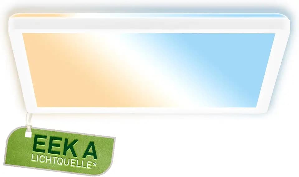 BRILONER - LED Panel mit EEK A Lichtquelle, 11,4 W, 2400lm, flach, CCT warmweiß bis kaltweiß, indirektes Licht, LED Lampe, Deckenleuchte, Wohnzimmerlampe, Deckenlampe, Flur, 29x29x3 cm, Weiß