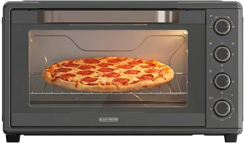 Black+Decker - Elektrischer Backofen 60L, 2000W, 15 Funktionen, Drehspieß