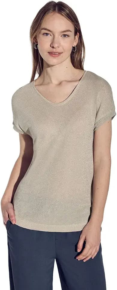 Damen Glitzerndes V-Neck Shirt